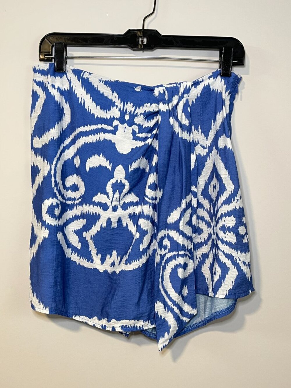Greige Blue Ikat Print Skort Shorts
